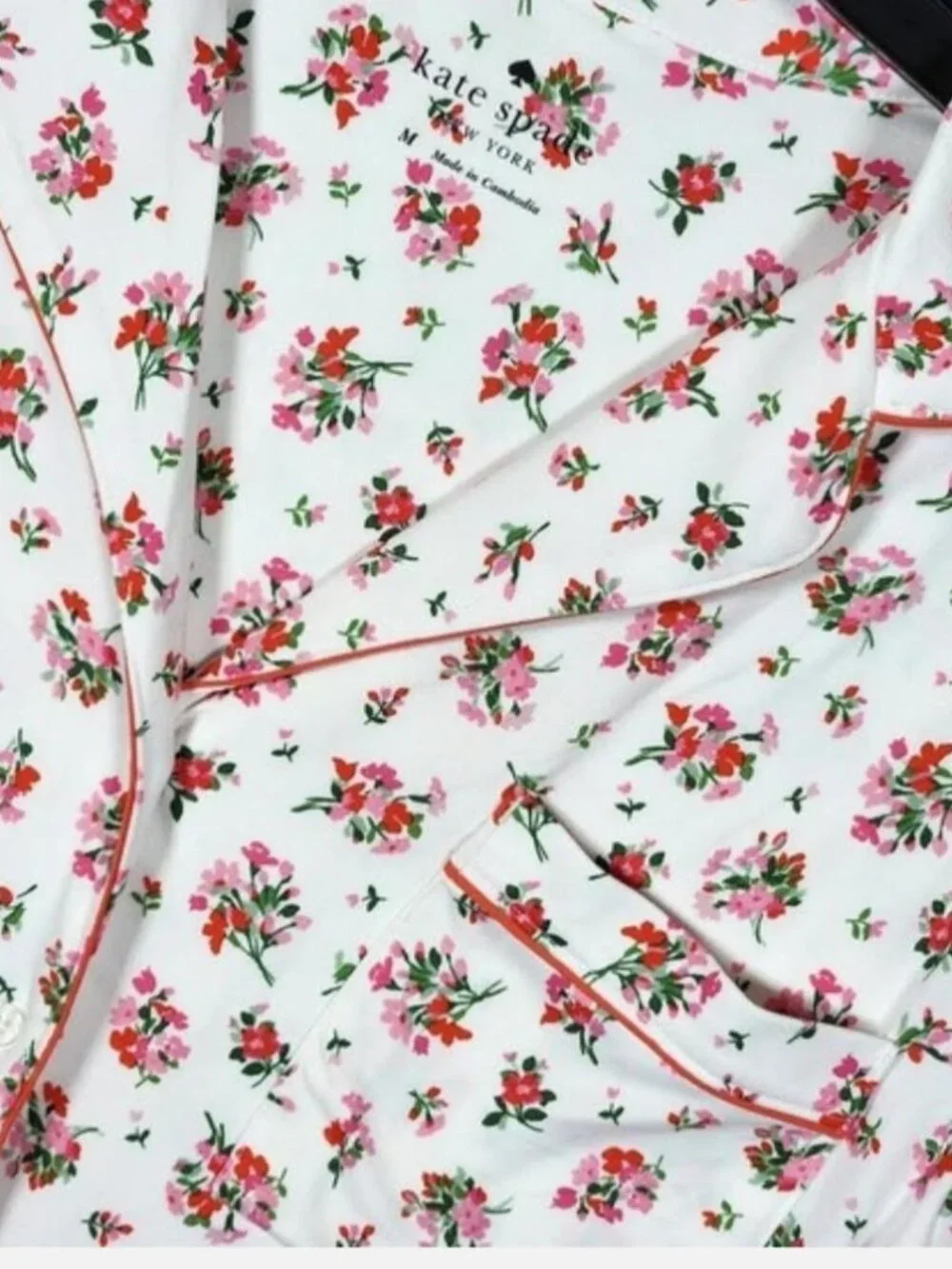 NWT - KATE SPADE - WHITE WITH FLOWERS PAJAMA SHORTS SET - Size M